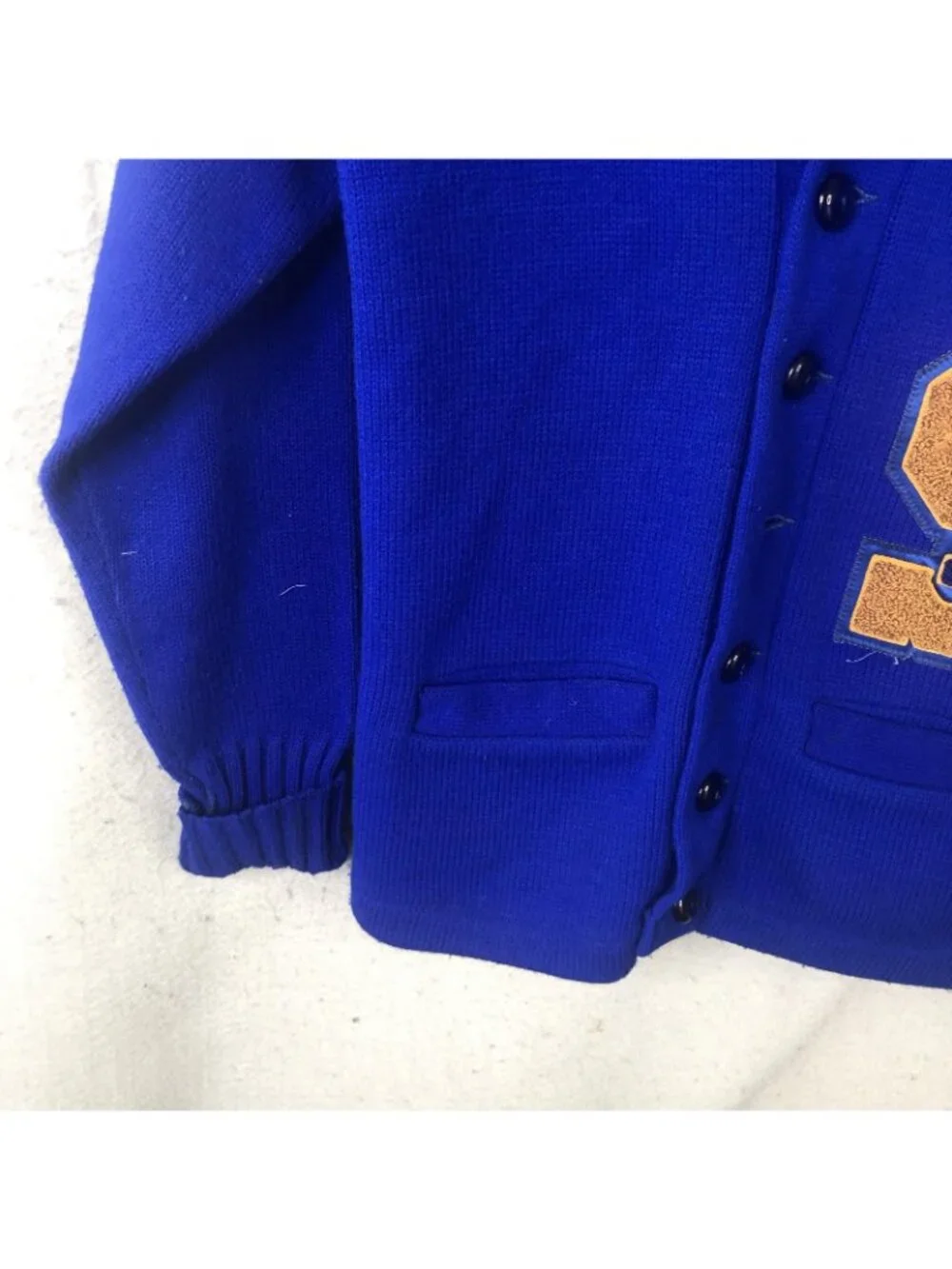 Vintage Varsity Cardigan Sweater Mens Small Blue Letterman 70s Academia Preppy